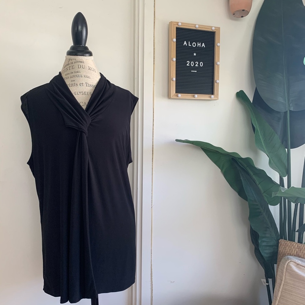 Black Fancy Sleeveless Blouse Plus Size